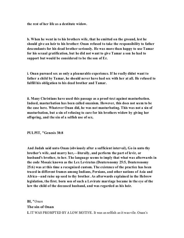 Onan not masturbation Free lesbian sex traileras